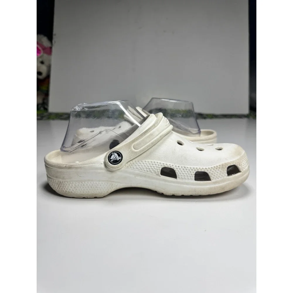 Crocs Classic Clogs Unisex M5/W7 White Round Toe Slip On Slingback Strap Shoes